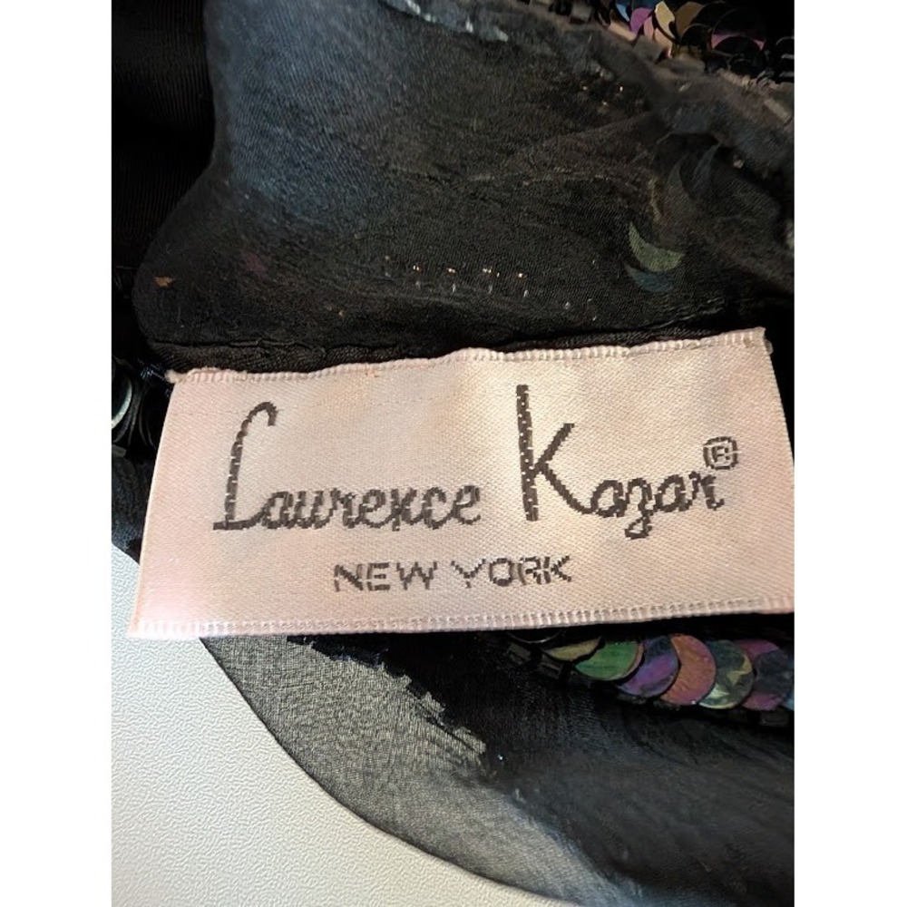 Laurence Kazar Vintage Black Silk Sequin Beaded Evening Top Blouse Petite Medium - Picture 6 of 7